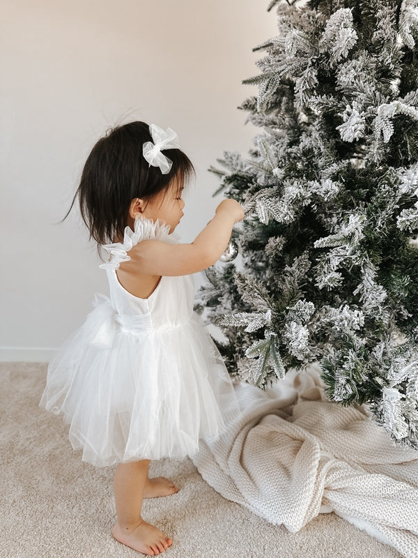 Chloe White Flutter Sleeve Romper - Christmas Dresses and Rompers