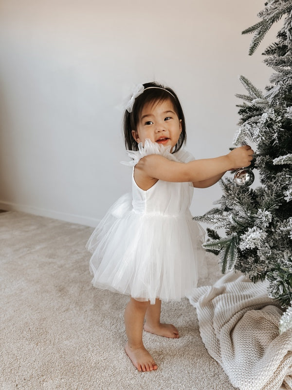 Chloe White Flutter Sleeve Romper - Christmas Dresses and Rompers