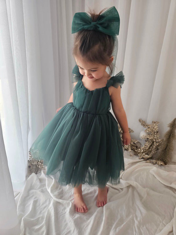 Chloe Green Flutter Sleeve Dress - Christmas Dresses and Rompers