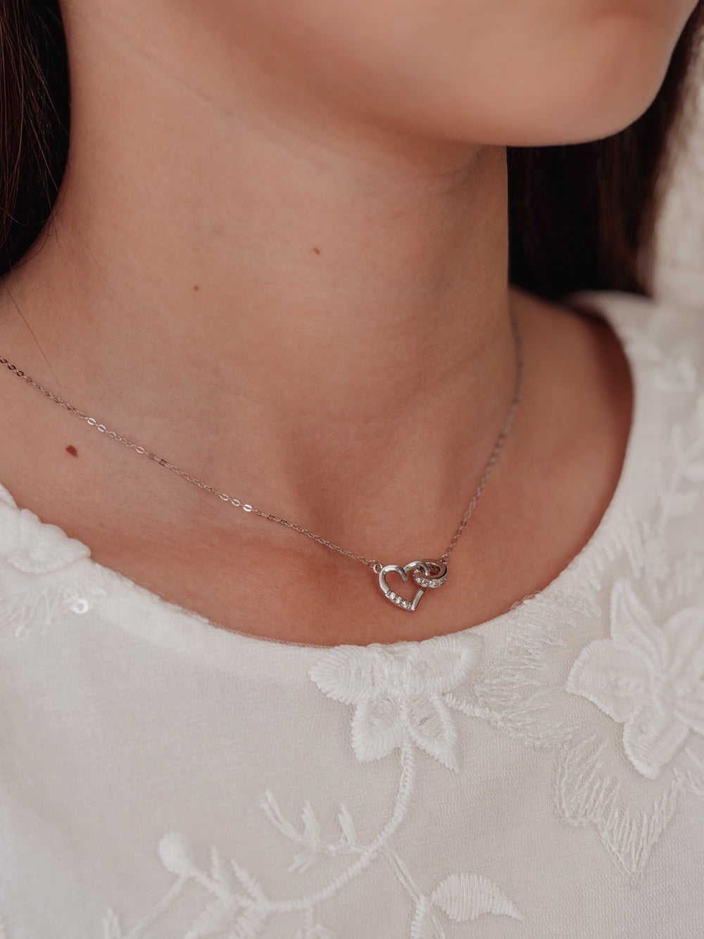 Sparkling silver necklace for tween or teen girls