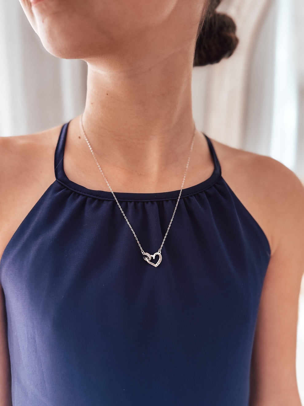 Sparkling silver necklace for tween or teen girls