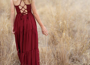 Clara Chiffon Girls Maxi Dress Burgundy - A Little Lacey