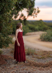 Clara Chiffon Girls Maxi Dress Burgundy - A Little Lacey