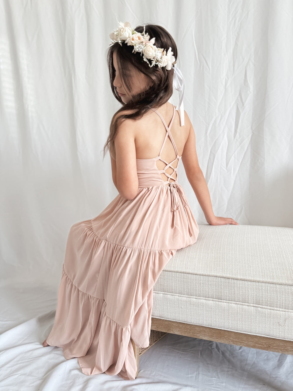 Clara Chiffon Girls Maxi Dress Blush Pink - Shop All