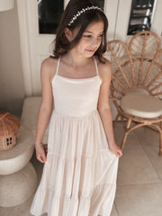 Clara Chiffon Girls Maxi Dress Champagne - A Little Lacey