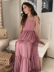 Clara Chiffon Girls Maxi Dress Dusty Rose - A Little Lacey