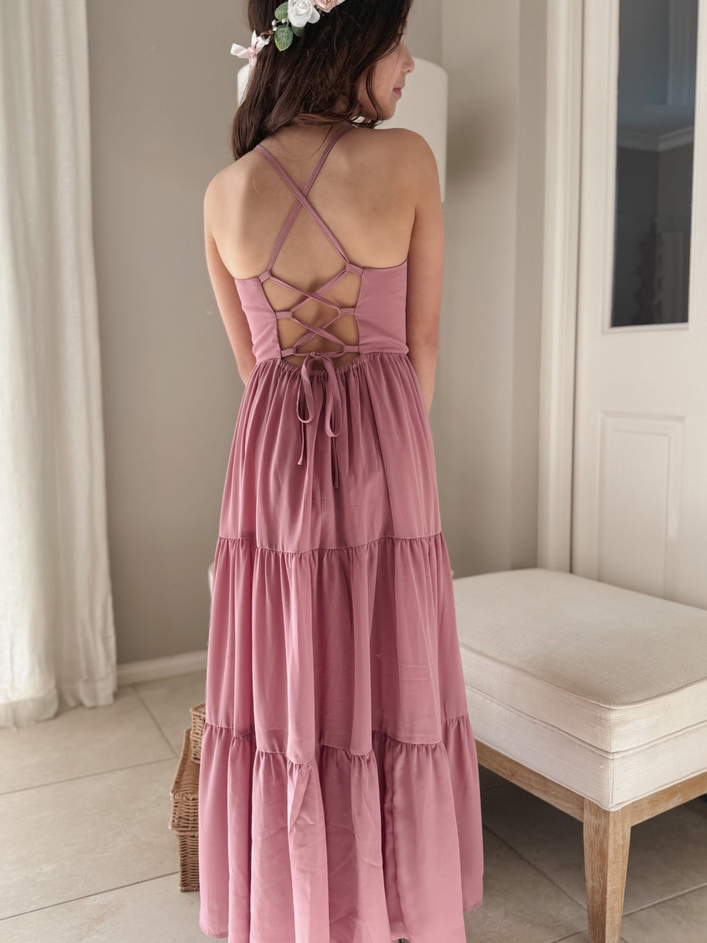 Clara Girls Dusty Rose Maxi Dress - A Little Lacey · Photo 4 of 11