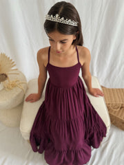 Clara Chiffon Girls Maxi Dress Grape - A Little Lacey