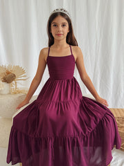 Clara Chiffon Girls Maxi Dress Grape - A Little Lacey