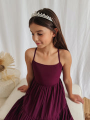 Clara Chiffon Girls Maxi Dress Grape - A Little Lacey