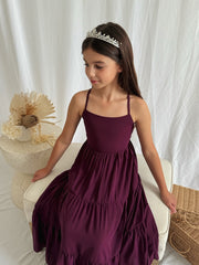 Clara Chiffon Girls Maxi Dress Grape - A Little Lacey