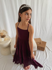 Clara Chiffon Girls Maxi Dress Grape - A Little Lacey