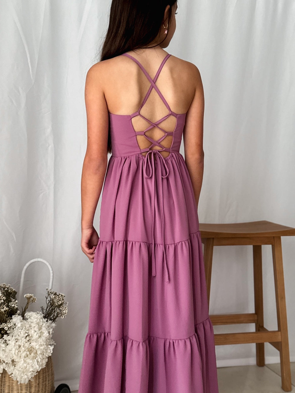 Clara Chiffon Girls Maxi Dress Mauve