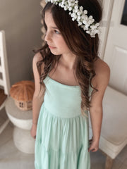 Clara Chiffon Girls Maxi Dress Mint - A Little Lacey