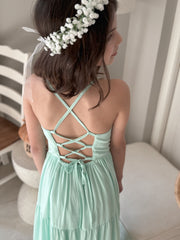 Clara Chiffon Girls Maxi Dress Mint - A Little Lacey