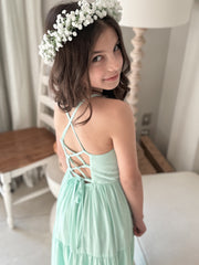 Clara Chiffon Girls Maxi Dress Mint - A Little Lacey