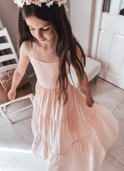 Clara Chiffon Girls Maxi Dress Peach - A Little Lacey