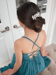 Clara Chiffon Girls Maxi Dress Teal Green - A Little Lacey