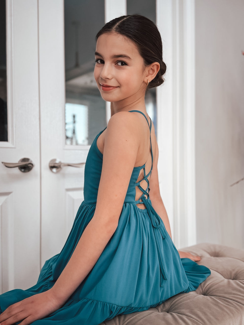 Clara Girls Teal Green Maxi Dress - A Little Lacey · Photo 8 of 14