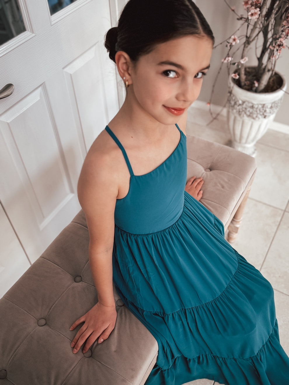 Clara Girls Teal Green Maxi Dress - A Little Lacey · Photo 14 of 14