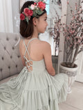 Phoebe Chiffon Girls Dress Sage Green - A Little Lacey · Photo 11 of 12