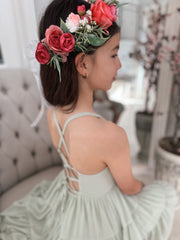 Phoebe Chiffon Girls Dress Sage Green - A Little Lacey
