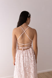 Clarissa Light Pink 3D Flower Girl Dress - A Little Lacey