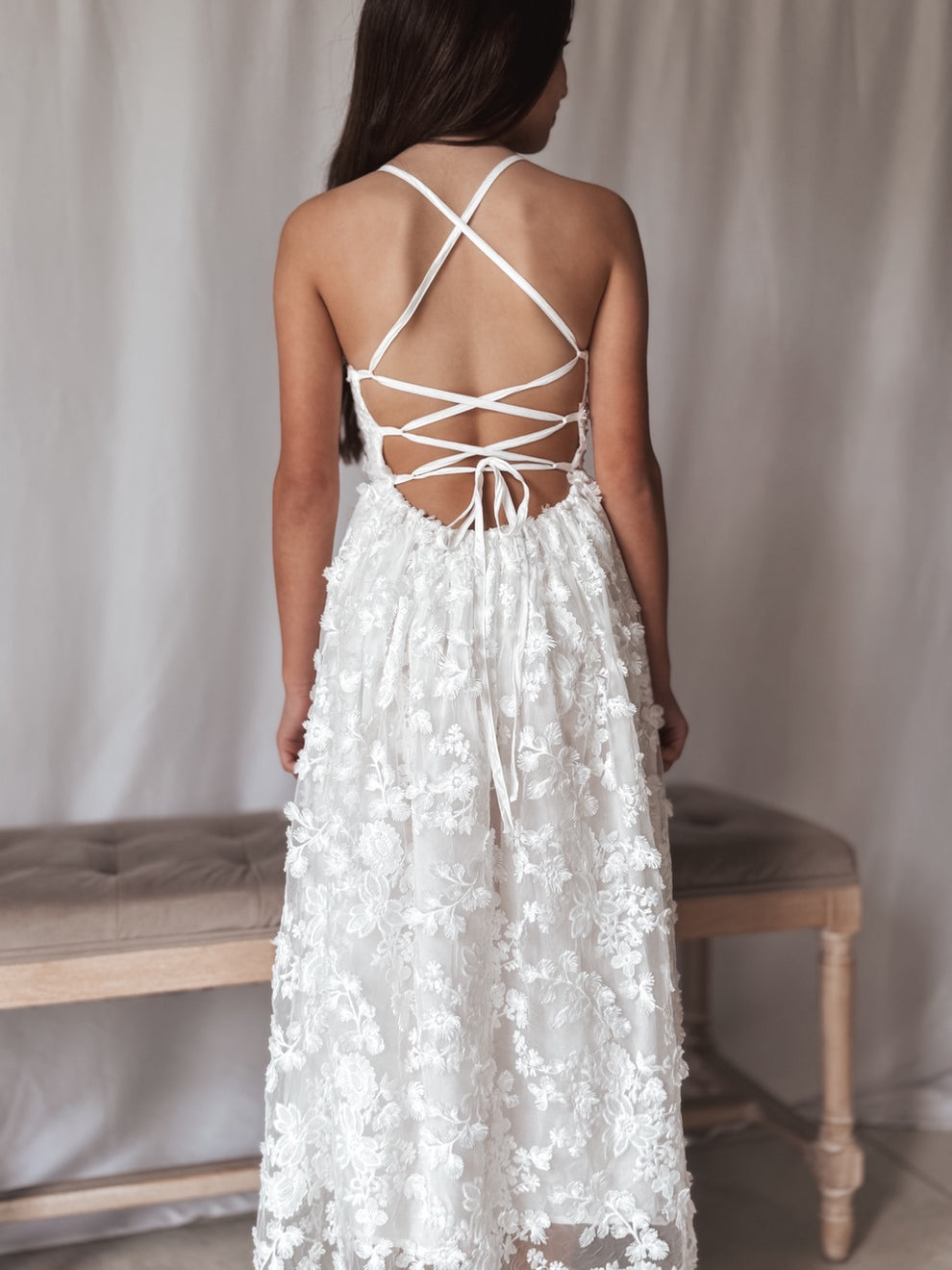 Clarissa White 3D Flower Girl Dress - A Little Lacey · Photo 4 of 12