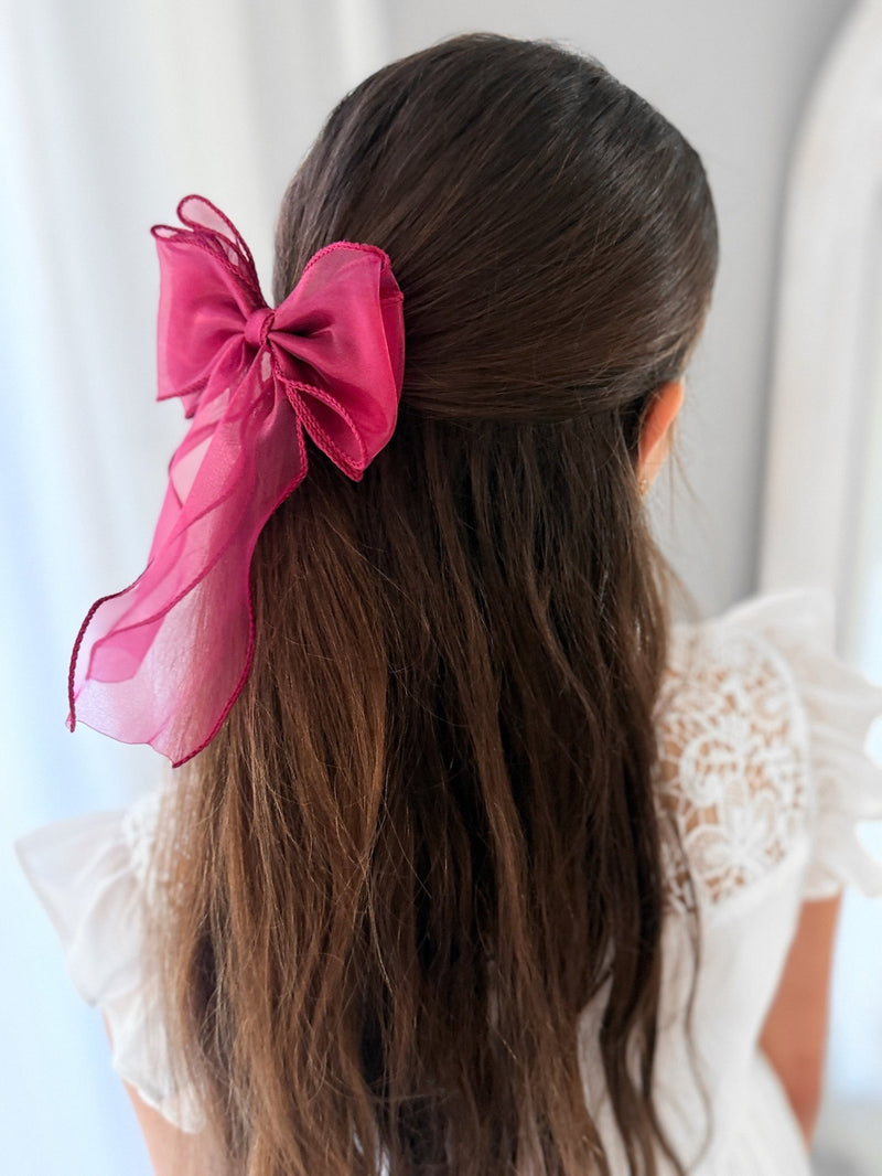 Curly Girls Burgundy Bow - A Little Lacey
