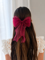 Curly Girls Burgundy Bow - A Little Lacey