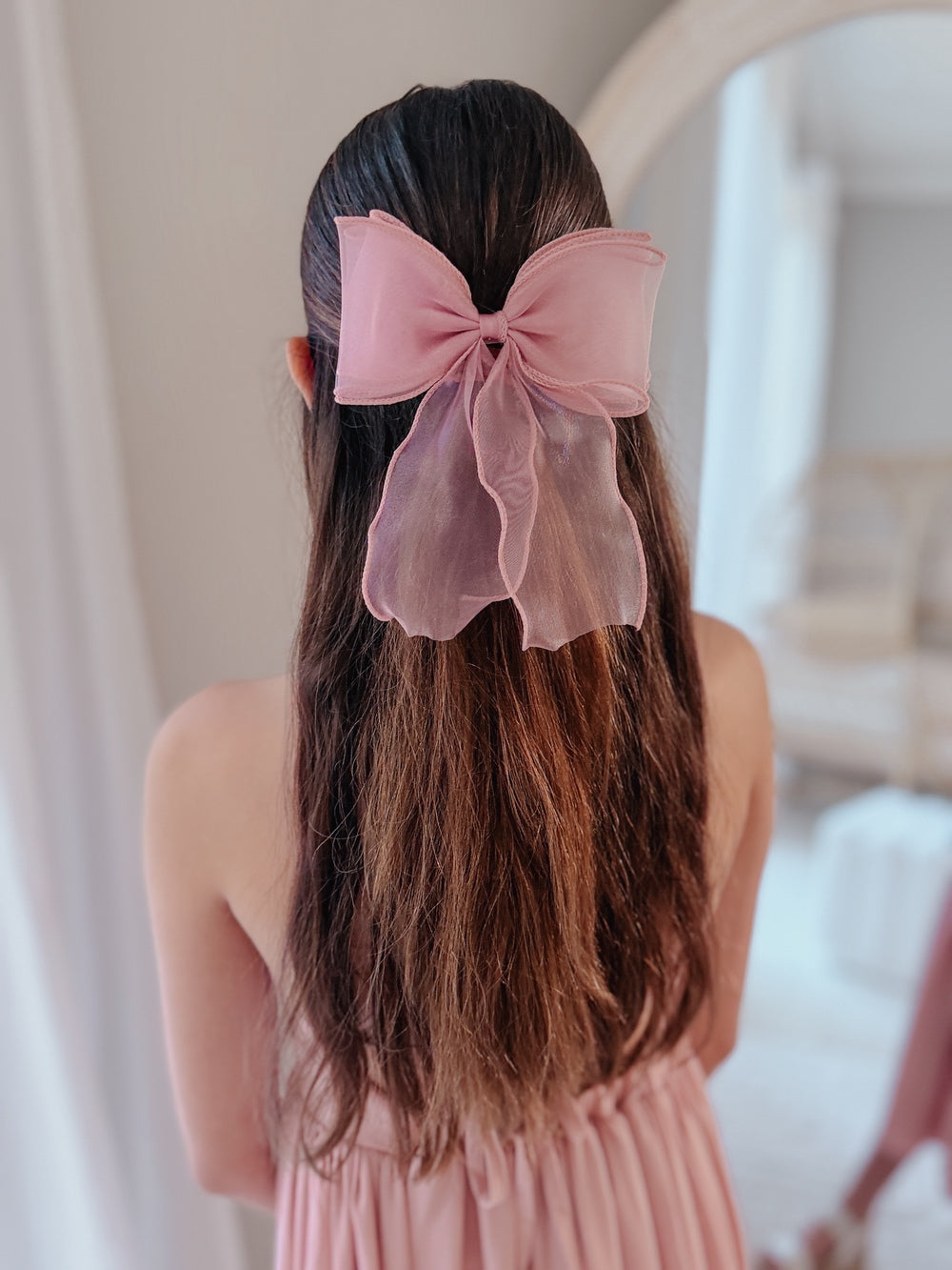 mauve bow hair accessory for girls