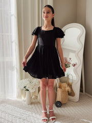 Calista Girls Black Mini Dress - A Little Lacey