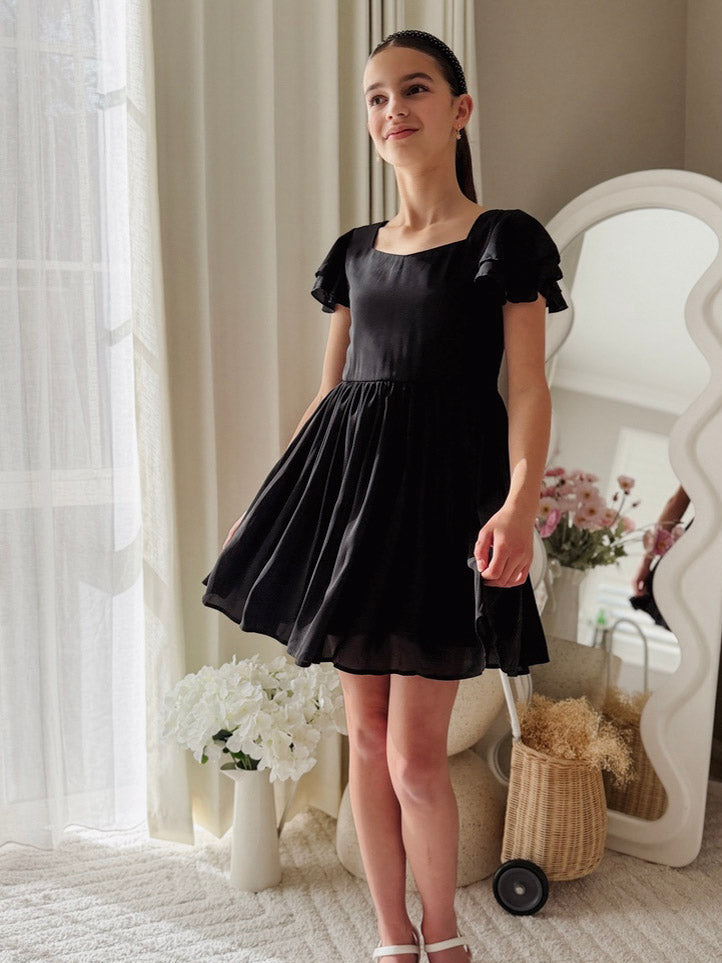 Black mini party dress for girls