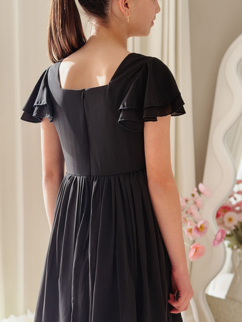 Calista Girls Black Mini Dress - A Little Lacey