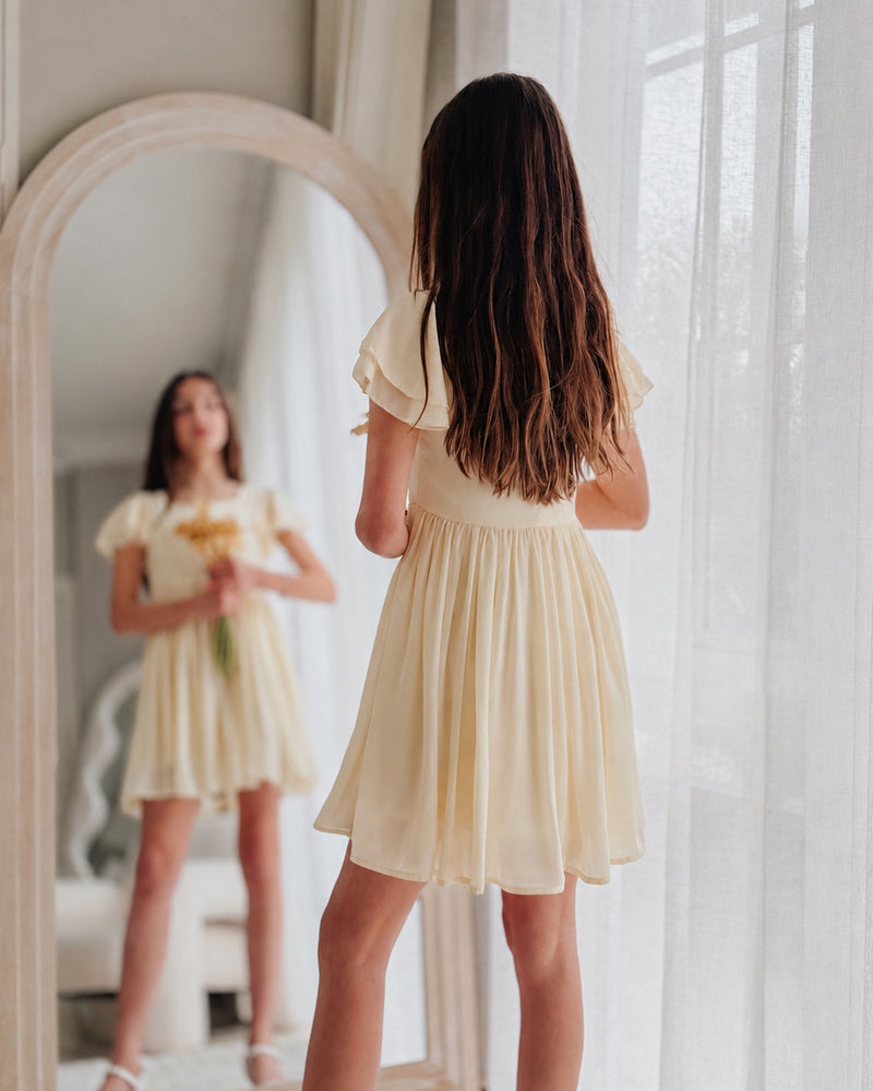 Calista Girls Lemon Mini Dress - A Little Lacey