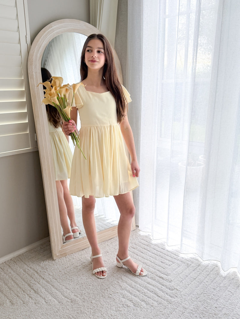 Calista Girls Lemon Mini Dress - A Little Lacey