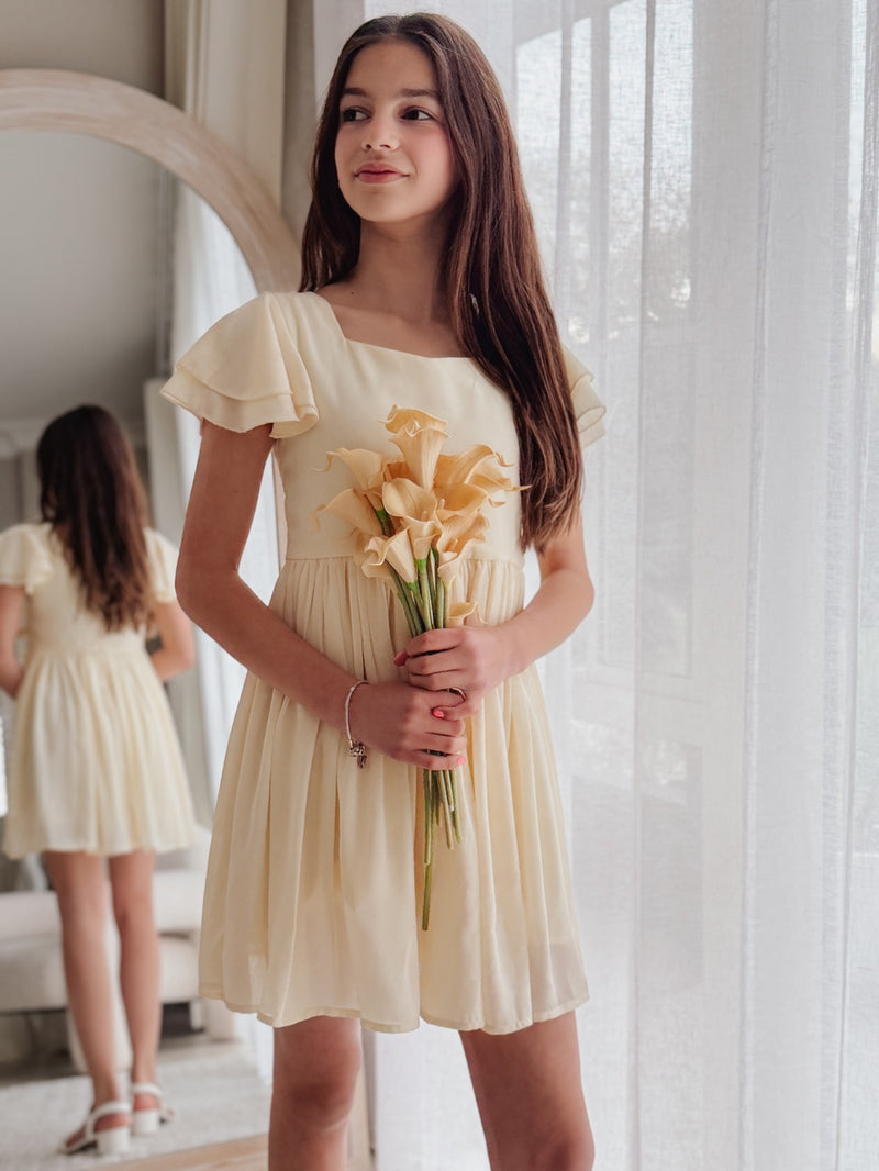 Calista Girls Lemon Mini Dress - A Little Lacey