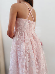 Camille Girls Pink Embroidery Party Dress - A Little Lacey