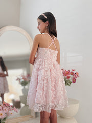 Camille Girls Pink Embroidery Party Dress - A Little Lacey