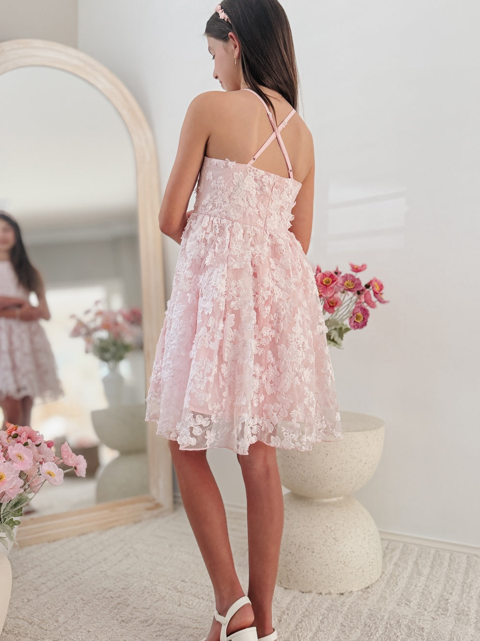 Camille Girls Pink Embroidery Party Dress - A Little Lacey · Photo 3 of 9