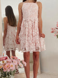 Pink floral dress with adjustable criss-cross straps for year 6 formals
