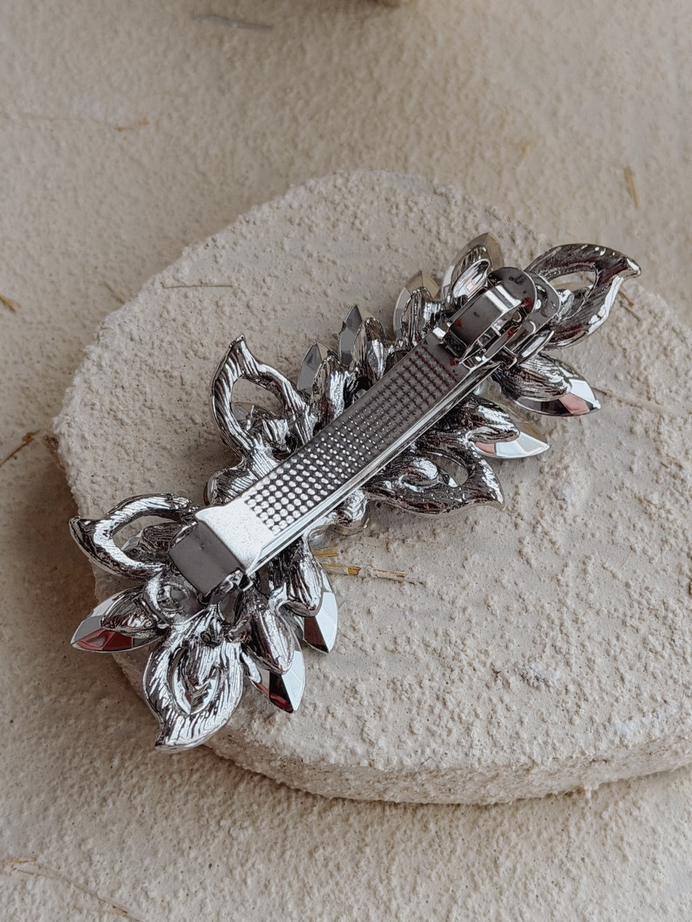 Girls crystal leaf hair accessory in silver and blue