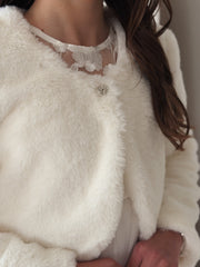 Celine Ivory Fluffy Jacket - A Little Lacey