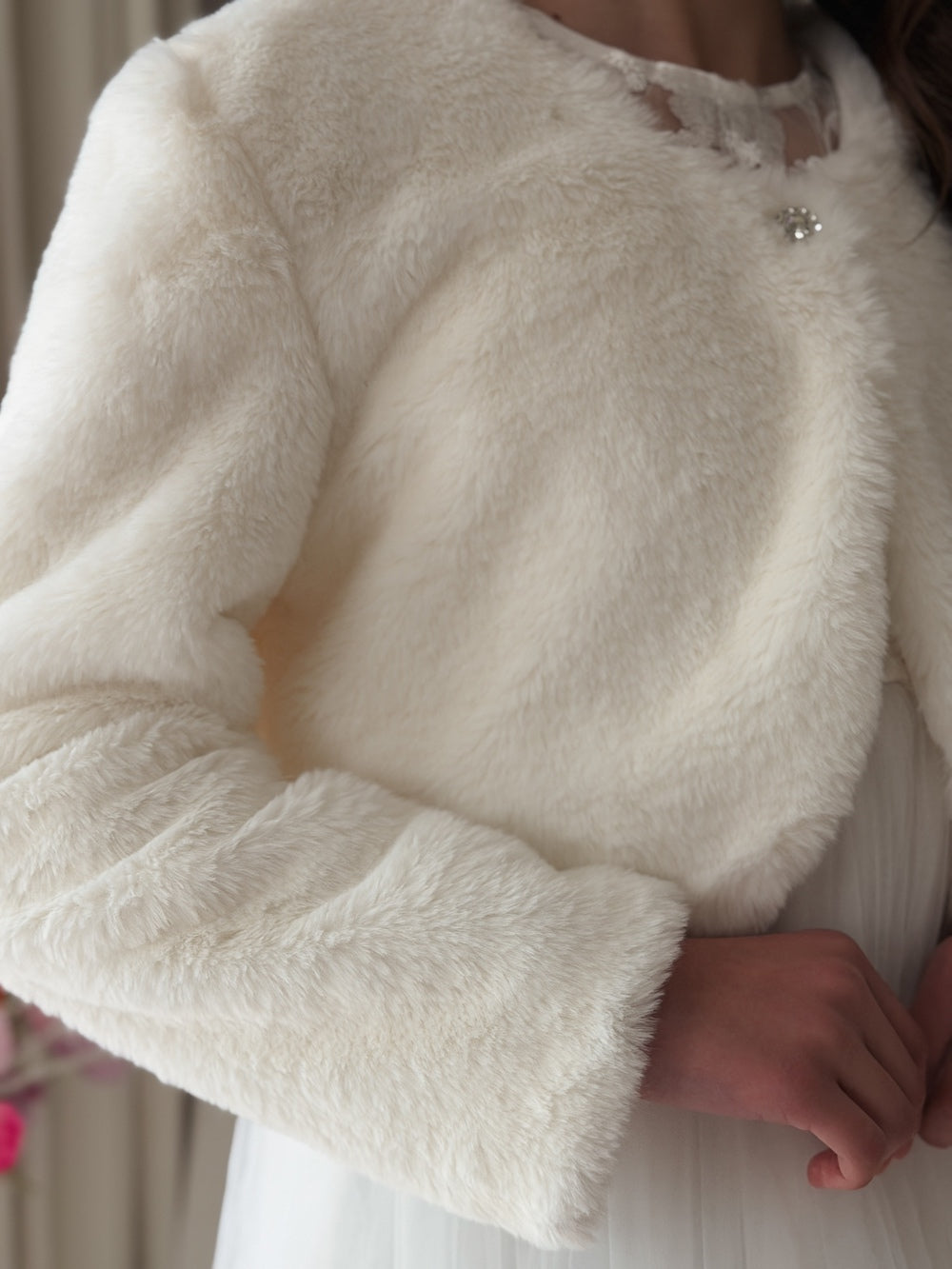 Ivory girls occasion jacket for cooler celebration days