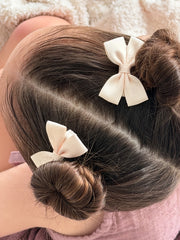 Champagne Blossom Girls Pigtail Bows - A Little Lacey