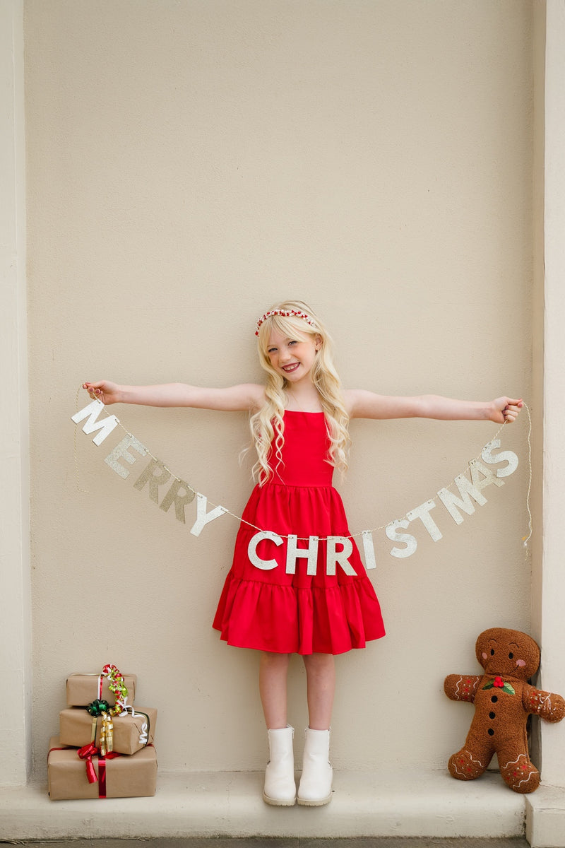 Phoebe Girls Dress - Red - A Little Lacey