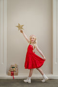 Red knee-length girls Christmas dress perfect for Year 6 graduation or parties
