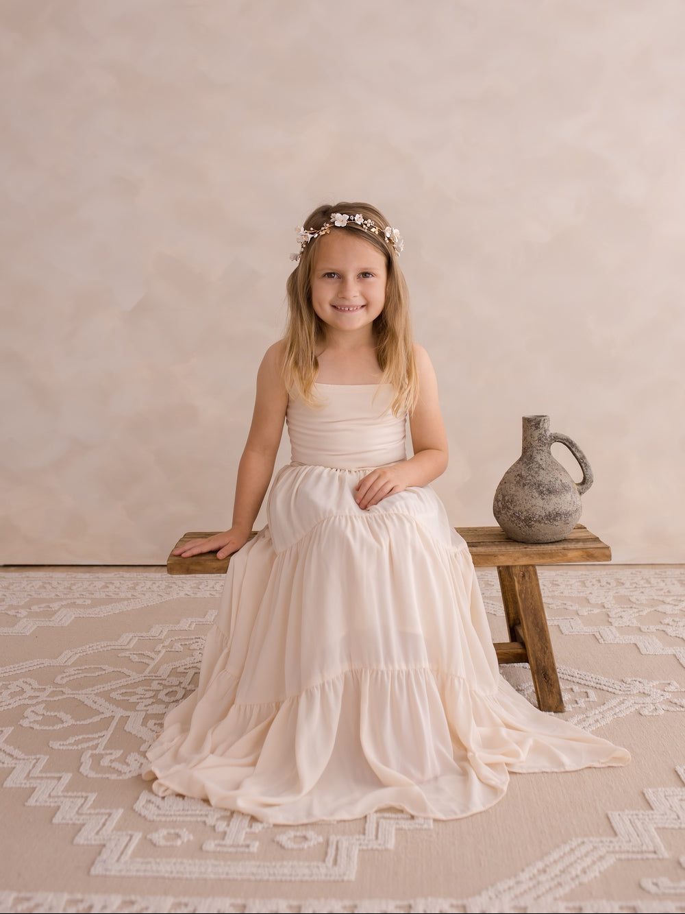 Champagne flower girl maxi dress