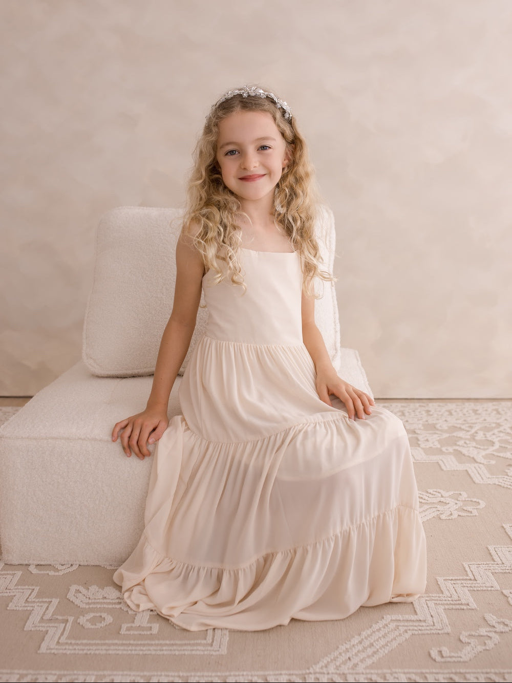 Girls champagne maxi dress for weddings