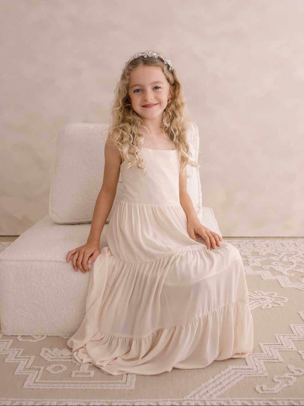 Girls champagne maxi dress for weddings
